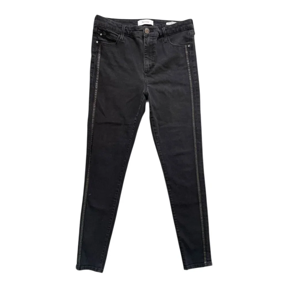 Skinny Jeans Broadway High‎ Rise Side Stripe Stretchy Black by Skinny Girl 29/8